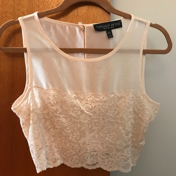 Topshop Tops - Blush Lace Crop Top